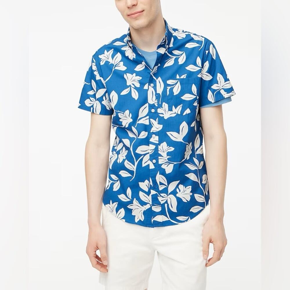 NWT J. Crew Short-Sleeve Printed Flex Casual Shirt (size L)